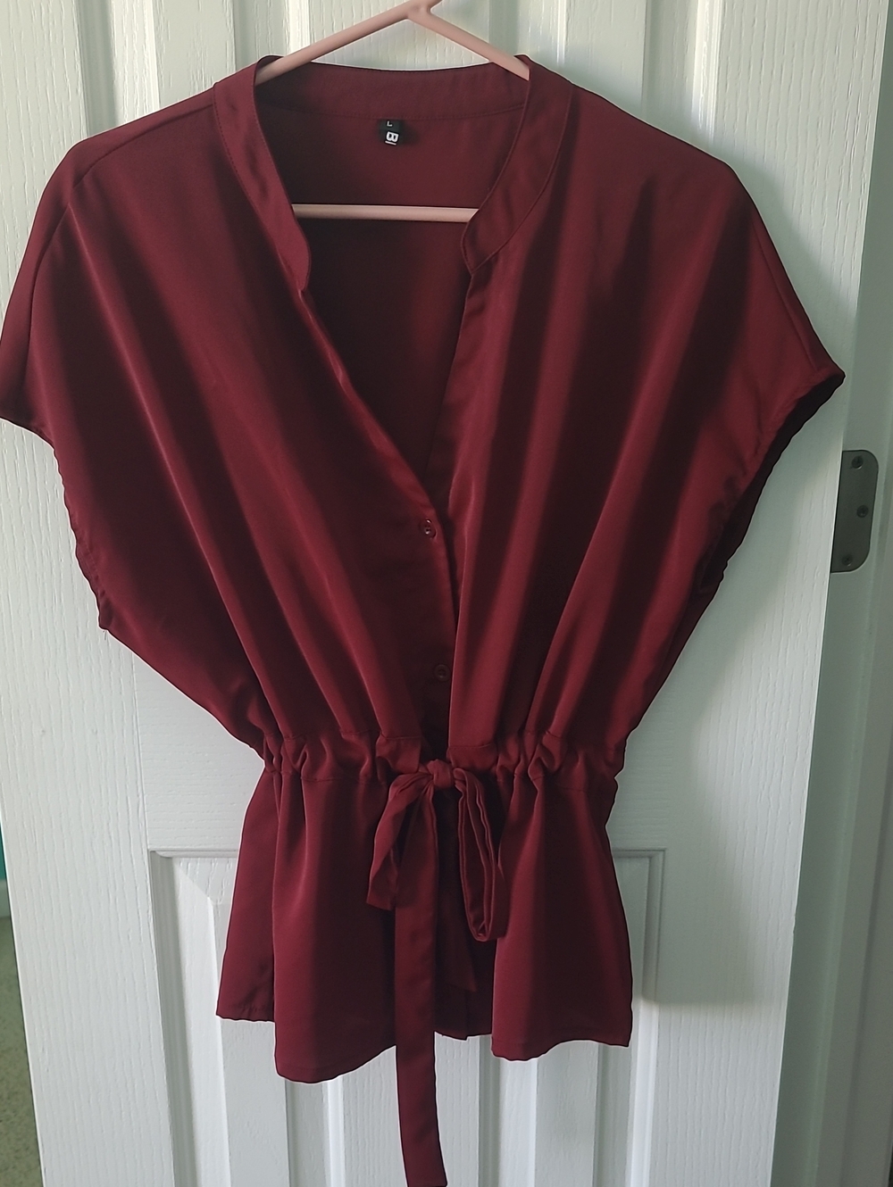 Women’s Burgundy Drawstring Waist Blouse